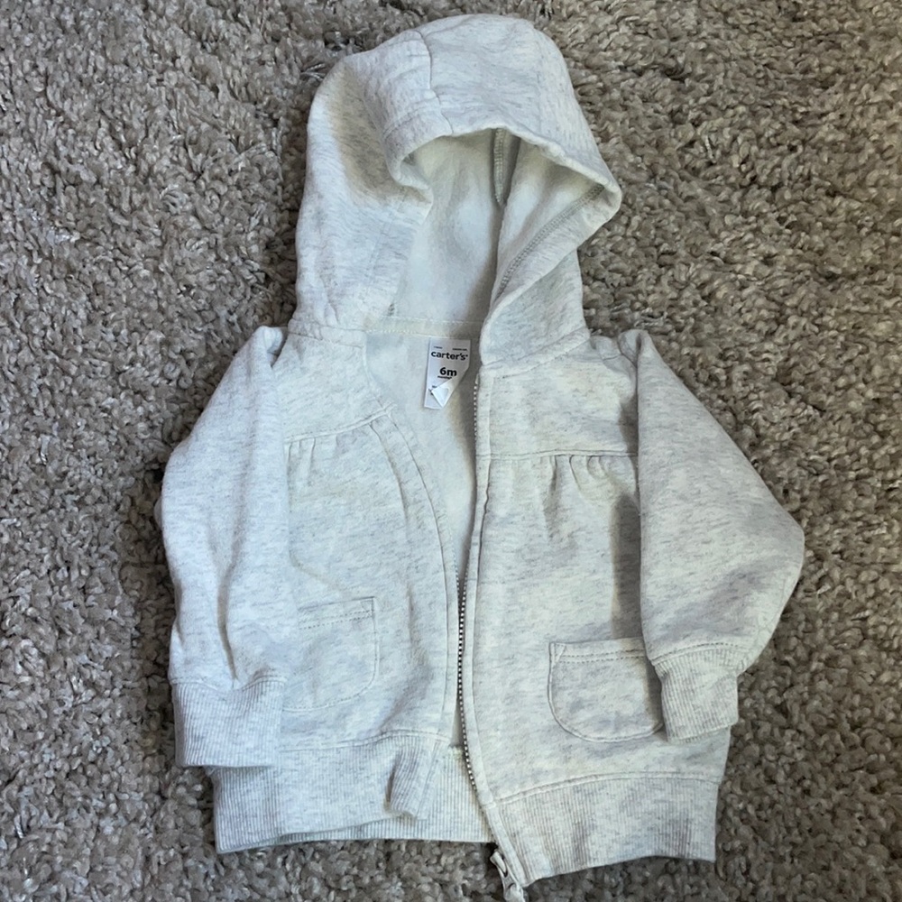 Carters 6mo hoodie heathered oatmeal 6m